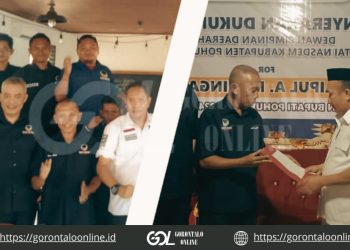 Didampingi Pengurus DPW, Iwan Adam  Serahkan Hasil Pleno DPD Nasdem Ke DPC Gerindra Pohuwato