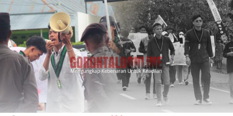 Demo Soal Tambang Ilegal oleh HMI Pohuwato Warnai HUT Bhayangkara ke-79
