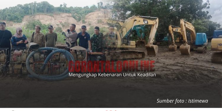 Tim Gabungan Tertibkan PETI di Desa Teratai, Belasan Mesin Alkon Diamankan