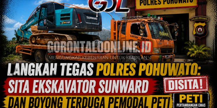 Langkah Tegas Polres Pohuwato: Sita Ekskavator Sunward dan Boyong Terduga Pemodal PETI