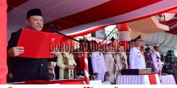 Upacara HUT ke-81 RI di Lapangan Polres Pohuwato Berlangsung Khidmat, Ketua DPRD Beni Nento Bacakan Teks Proklamasi