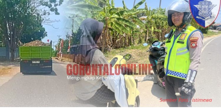 Tekan Risiko Kecelakaan, Satlantas Polres Pohuwato Imbau Truk Material Gunakan Terpal dan Pengendara Taati Aturan