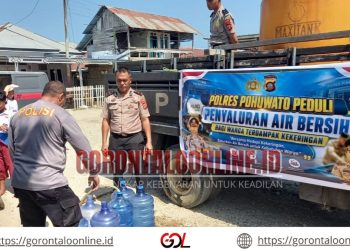 Tanggap Dampak Kemarau, Polres Pohuwato Salurkan Bantuan Air Bersih Bagi Warga Terdampak Kekeringan