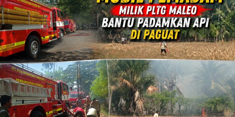 Kebakaran Dipaguat,Mobil Pemadam Milik PLTG Maleo Turut Membantu Padamkan Api