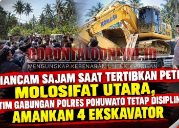 Diancam Sajam Saat Tertibkan PETI Molosifat Utara, Tim Gabungan Polres Pohuwato Tetap Disiplin Amankan 4 Ekskavator