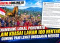 Penambang Lokal Pohuwato Klaim Kuasai Lahan 100 Hektare Gunung Pani Lewat Unggahan Medsos